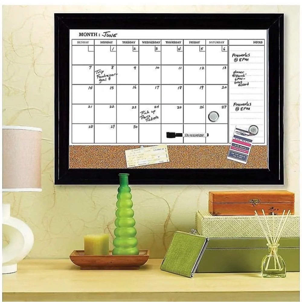 Quartet Magnetic Calendar Board with Black Frame